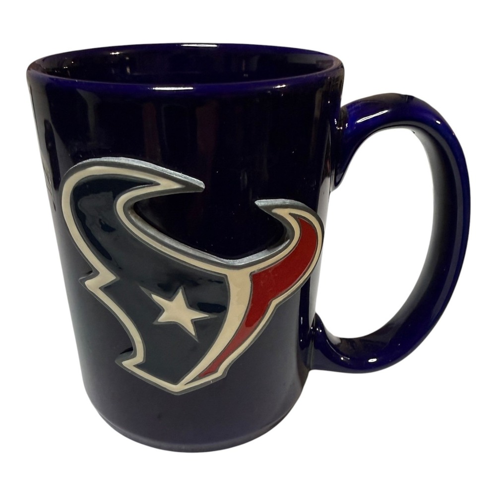 Houston Texans NFL Coffee Mug Navy Blue 3D Sculpted Logo Ceramic Cup Fan Gear